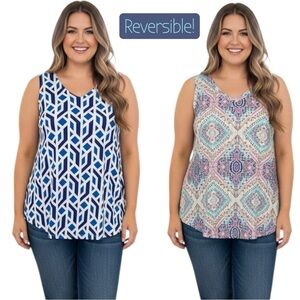 Chico’s Size 3 Petite XL 16 Reversible Sleeveless Blouse